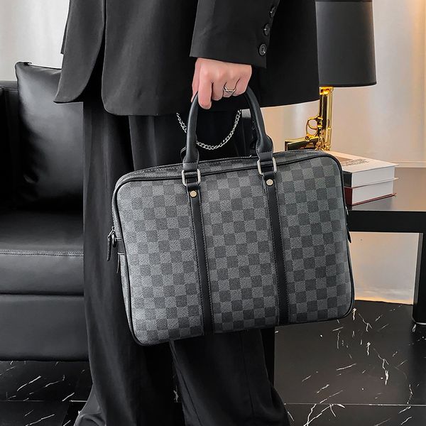 

briefcase men's plaid pattern bag fashion leisure simple handbag computer