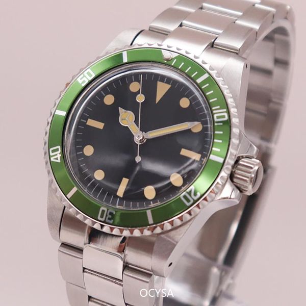 

wristwatches luxury fashion men's watch 39.5mm stainless steel automatic mechanical sterile dial green black two-way aluminum frame, Slivery;brown