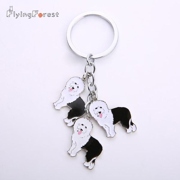 

keychains old english sheepdog key chain diy dog keyring jewelry bag cute pet woman metal keychain for cars wholesale gift, Silver