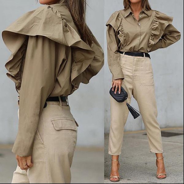 

s 5xl womens tunic celmia fashion long sleeve shirts lapel solid fashion blouse buttons casual loose blusas work feminina 7, White
