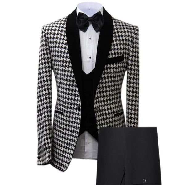 

men's suits & blazers white 3 piece slim fit shawl lapel v neck tuxedos groomsmen for wedding men 2021 (jacket+pants+vest), White;black
