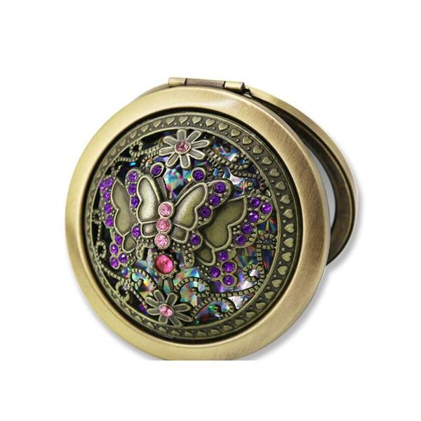 

mini pocket retro vintage style butterfly/flower/peacock makeup cosmetic pocket compact stainless jllzro xmhyard
