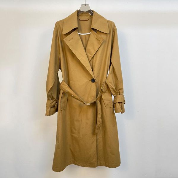 

women's trench coats 2021 autumn loose belt coat windbreaker women, Tan;black