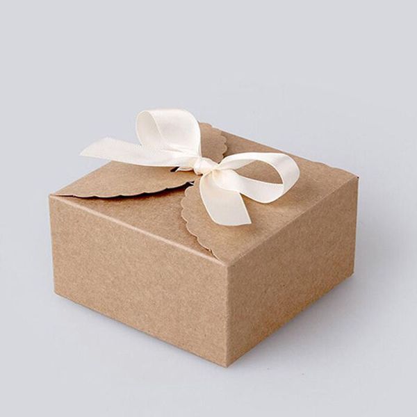 9 cm x 9 cm x 6 cm Vintage-Stil Kraftpapier Spitzenmuster Karton Geschenkbox Süßigkeiten Keks Geschenk Kuchen Verpackung Fall