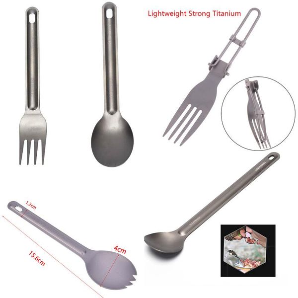 

camp kitchen titanium spoon/fork camping spoon outdoor tableware long-handled