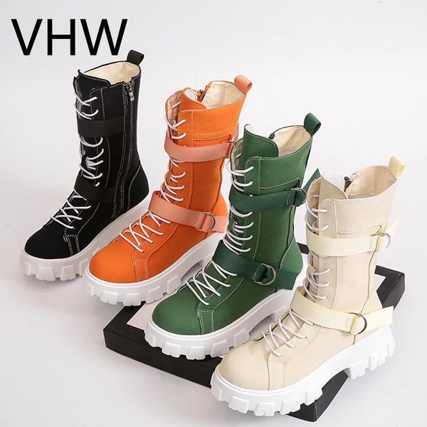 

boots women 2021 autumn winter punk gothic shoes platform black canvas buckle strap zipper fashion sport ankle1