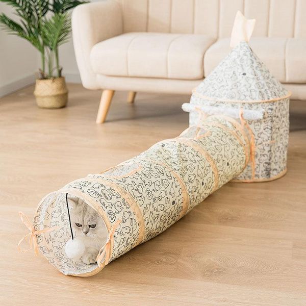 

cat toys toy foldable tunnel channel litter interactive supplies kitten floral pattern house