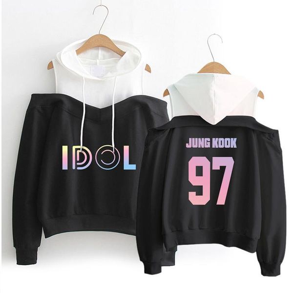 

women's hoodies & sweatshirts off the shoulder for womens plus size streetwear hip hop kawaii color contrast thin pullovers 2021, Black