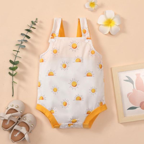 

rompers summer infant baby boys girls clothes bodysuits sleeveless cartoon printed backless romper bodysuit children's clothing, Blue