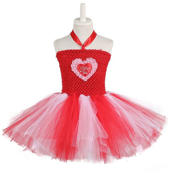 

2021 new meninas corao vermelho princesa tutu vestido trajes desempenho mostrar para crianas festa de aniversrio aos4, Red;yellow