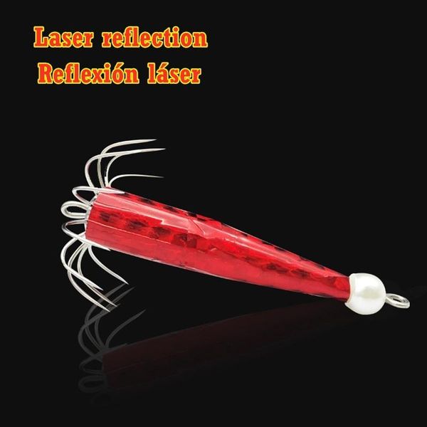 

2pcs laser reflective squid hook sea ocs cuttlefish umbrella lead fishhook plumb luminous bait lure fishing diy accessories