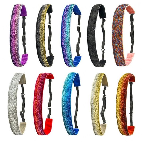 

ins 10 colors mother and me elastic headbands kids girls non slip stretchy adjustable glitter sports yoga head bands for teens cute hair acc, Slivery;white