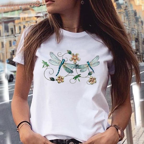 

women's t-shirt women t-shirts short sleeve watercolor fashion cartoon summer graphic print female stylish t shirt girl tee, White