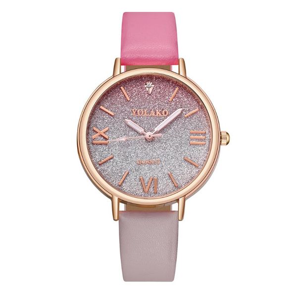 

wristwatches women gradient double color roma watch casual luxury ladies leather quartz wrist watches relogio feminino gift clock, Slivery;brown