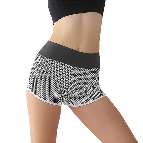 

yoga outfit foohoostore women shorts summer honeycomb print elastic waist shiny casual gym short pants workout running