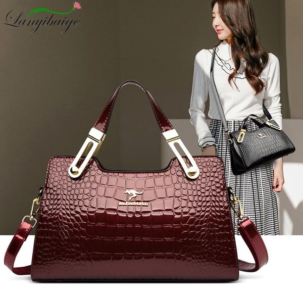 

evening bags luxury handbags designer female bag bright leather ladies handbag large capacity hand crossbody western style commuter