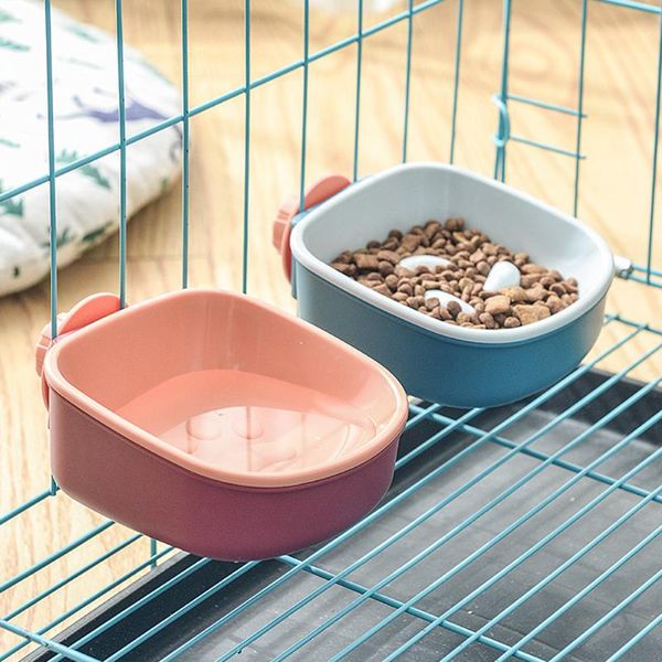 

cat bowls & feeders 1pc pet dog feeding food bowl automatic water drinking feeder hang on for crate cage animals