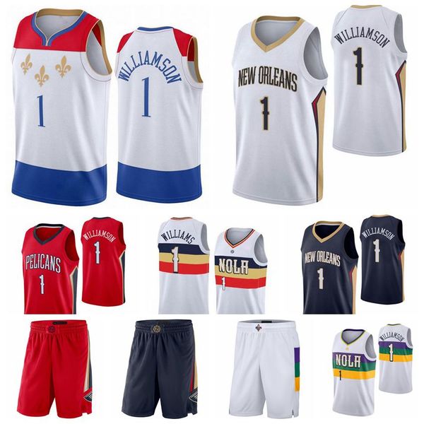 

mens zion 1 williamson basketball jerseys mitchell & ness 2021 ncaa edition city shorts white black, Black;red