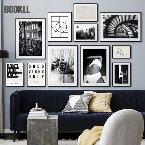 

paintings wall art canvas painting paris street girl black white po nordic posters and prints pictures for living room salon decor