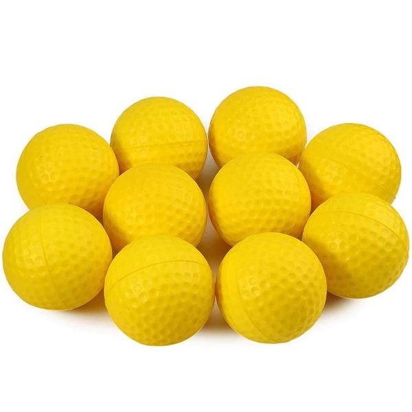 

PU foam yellow solid sponge soft 42mm indoor and outdoor golf practice pet toy ball