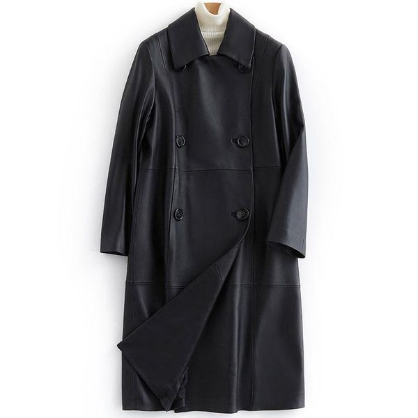 

women's leather & faux luxury jackets women 100% genuine 2021 spring autumn sheepskin real jacket korean elegant ladies coats, Black