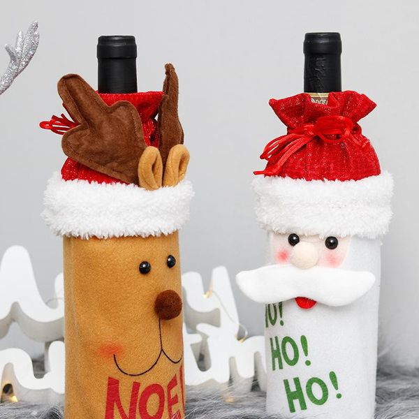 

christmas decorations zerolife 30cm wine bottle cover decor santa claus elk snowman champagne red gift bag for home ornament