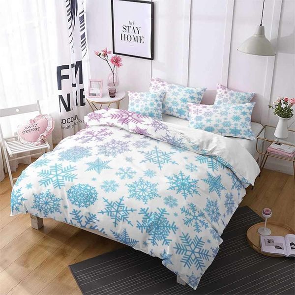 

christmas winter snowflake quilt bedding sets single king duvet cover pillowcase home bedspread bed set kids comforter shell set