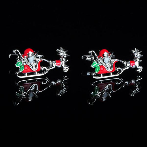 

savoyshi santa claus cufflinks for mens shirt cuffs enamel cuff links christmas gift men jewelry engraving, Silver