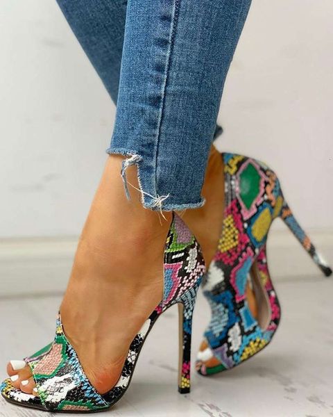 

black high heels thin fashion fish mouth sandals women's sho large 43