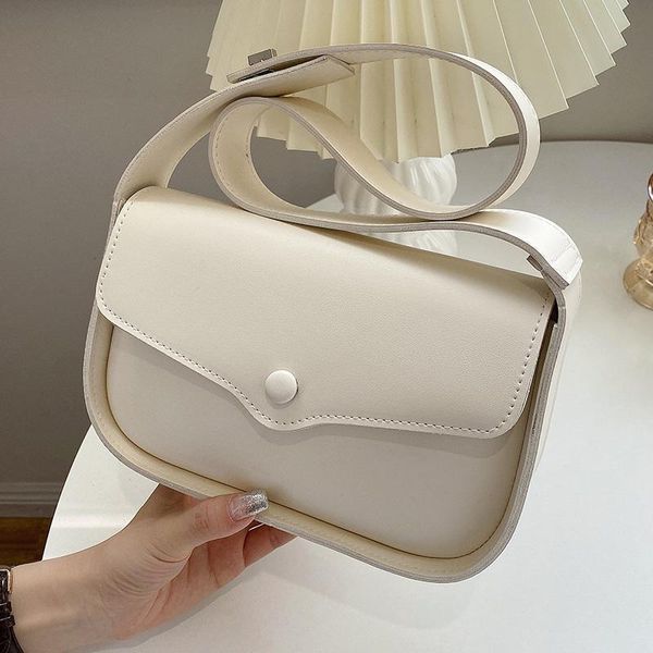 

evening bags small leather square shoulder for women solid color flap crossbody ladies wild designer handbags white messenger bag
