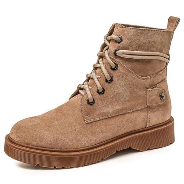 

boots winter non-slip women shoes female suede booties british lace up retro fashion large size naked kl692, Black