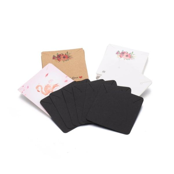 

jewelry pouches, bags 30pcs/lot 5*5cm earrings necklaces display cards flower kraft paper hang tag card for diy making tools, Pink;blue