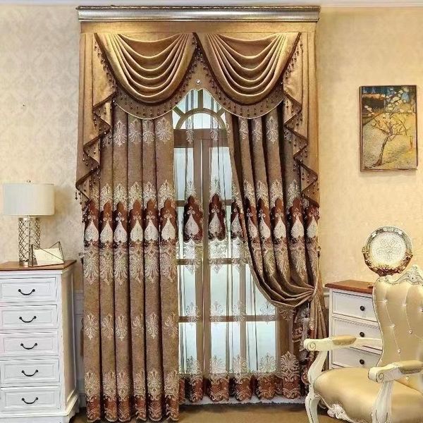 

curtain & drapes european style fabric premium thickening chenille embroidery heart pattern curtains for living dining room bedroom valance