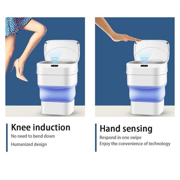 

waste bins automatic trash can with lid 4.6 gallon foldable touchless motion sensor garbage bin for kitchen office bathroom