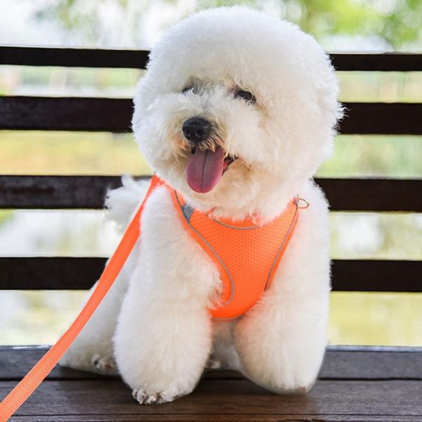 

dog collars & leashes reflective soft breathable mesh harness choke-double padded vest with adjustable neck and chest walking
