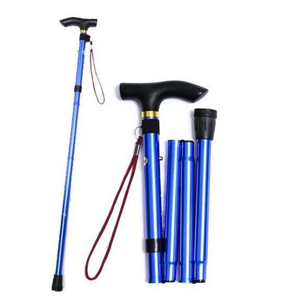 

trekking poles non-slip adjustable height aluminum alloy folding walking stick cane travel crutch alpenstock (blue)