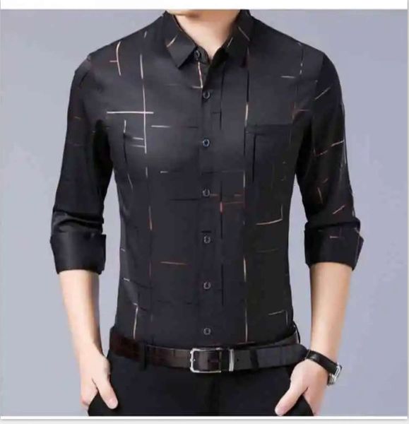 

men's plush and long sleeve shirt warm stripe print slim top, White;black