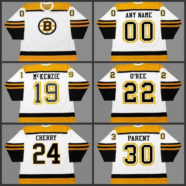 

19 johnny mckenzie 22 willie o ree 24 don cherry 30 bernie parent boston bruins 1966 ccm vintage away hockey jersey s-3xl, Black;red