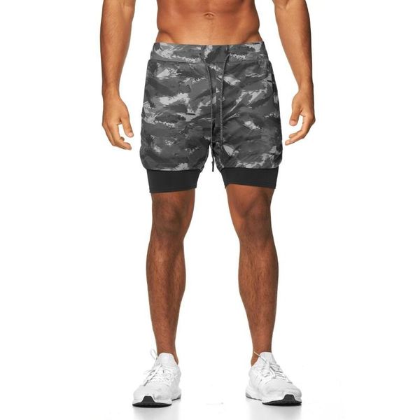 

men's shorts sports summer mesh quick-drying running equipment training squat double-layer five-point pants, White;black
