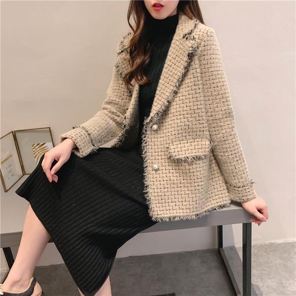 

women's jackets the imitation mink fleece autumn and winter sweater color matching small fragrant wind coat women, Black;brown