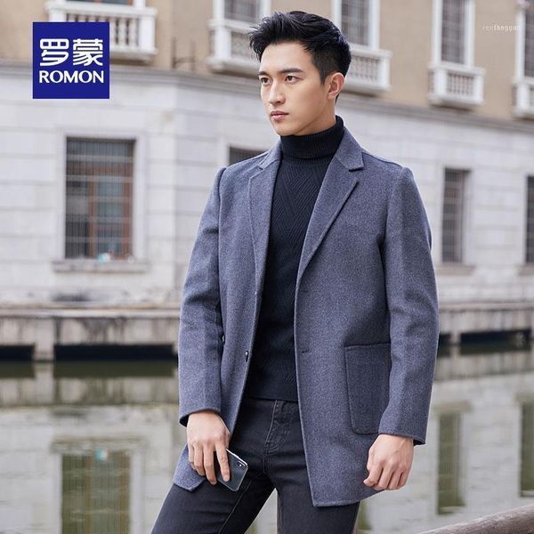 

men's wool & blends romon winter mid-length business casual double-sided coat 9d0166501, Black