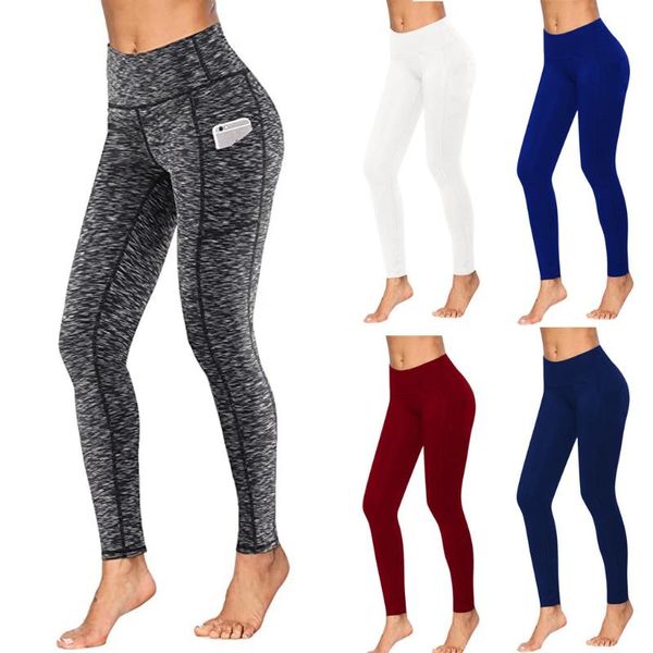 

yoga pants waist push up sport women workout out pocket leggings fitness sports running athletic tights #bl3, White;red