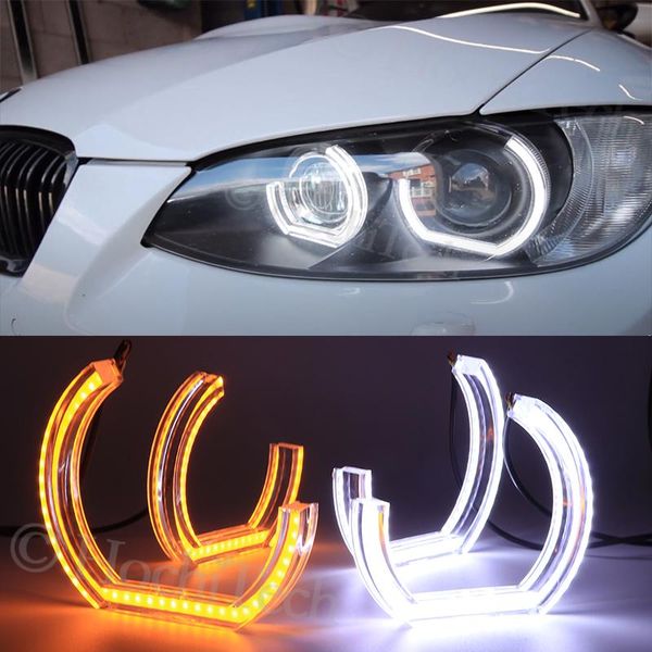 

other lighting system for 3 series e90 e92 e93 m3 2007-2013 coupe cabriolet crystal dtm style led angel eyes light white and yellow turn