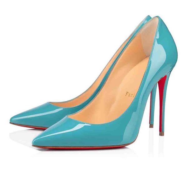 

classic black patent leather women's high heels red bottom pumps kates elegance lady wedding party dress shoes red soles pump with dust