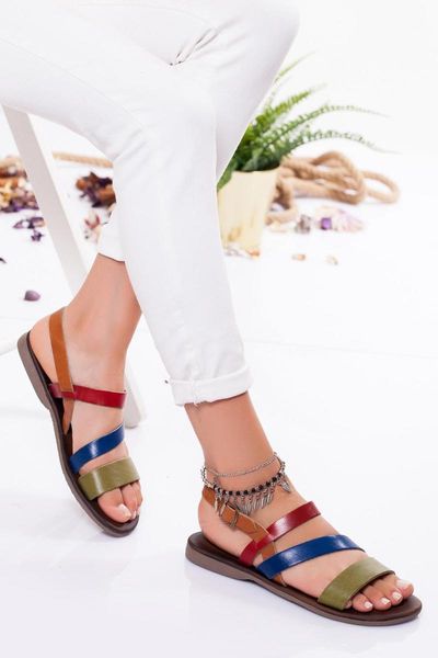 

genuine leather women sandals chic style latest fashion, Black