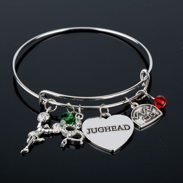 

geekey tv show jewelry riverdale bangle hand stamped letter jughead pendant bracelet southside serpents drop shipping, Black