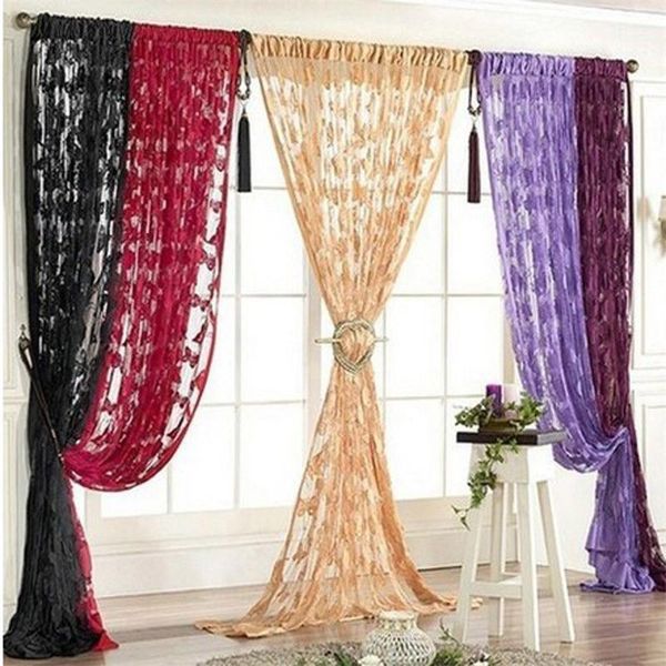 

curtain & drapes window set living room butterfly pattern tassel string chiffon divider curtains for