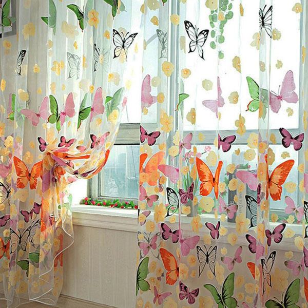 

curtain & drapes butterfly sheer voile door window panel drape room divider home decor