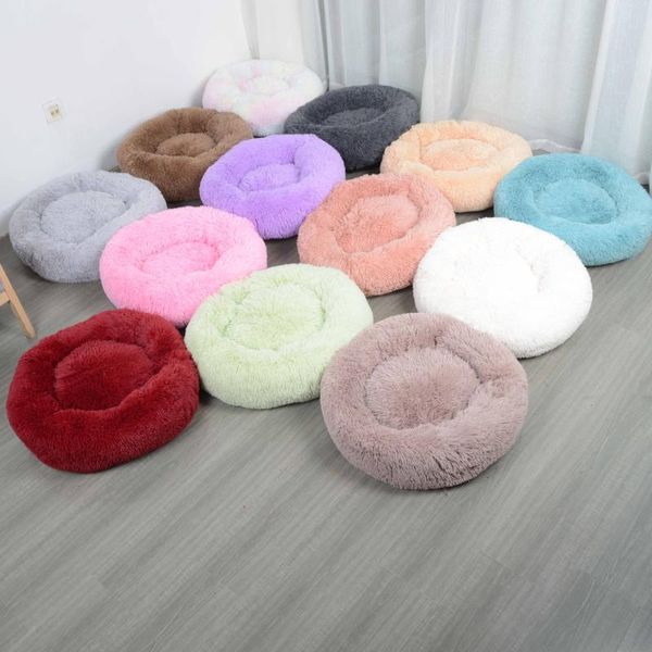 

cat beds & furniture round plush litter winter sleeping kennel washable portable bag long pet bed supplies