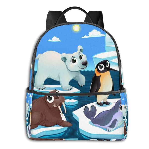 

backpack school bags for teenage cartoon polar animals on the ice travel style back pack korean cute